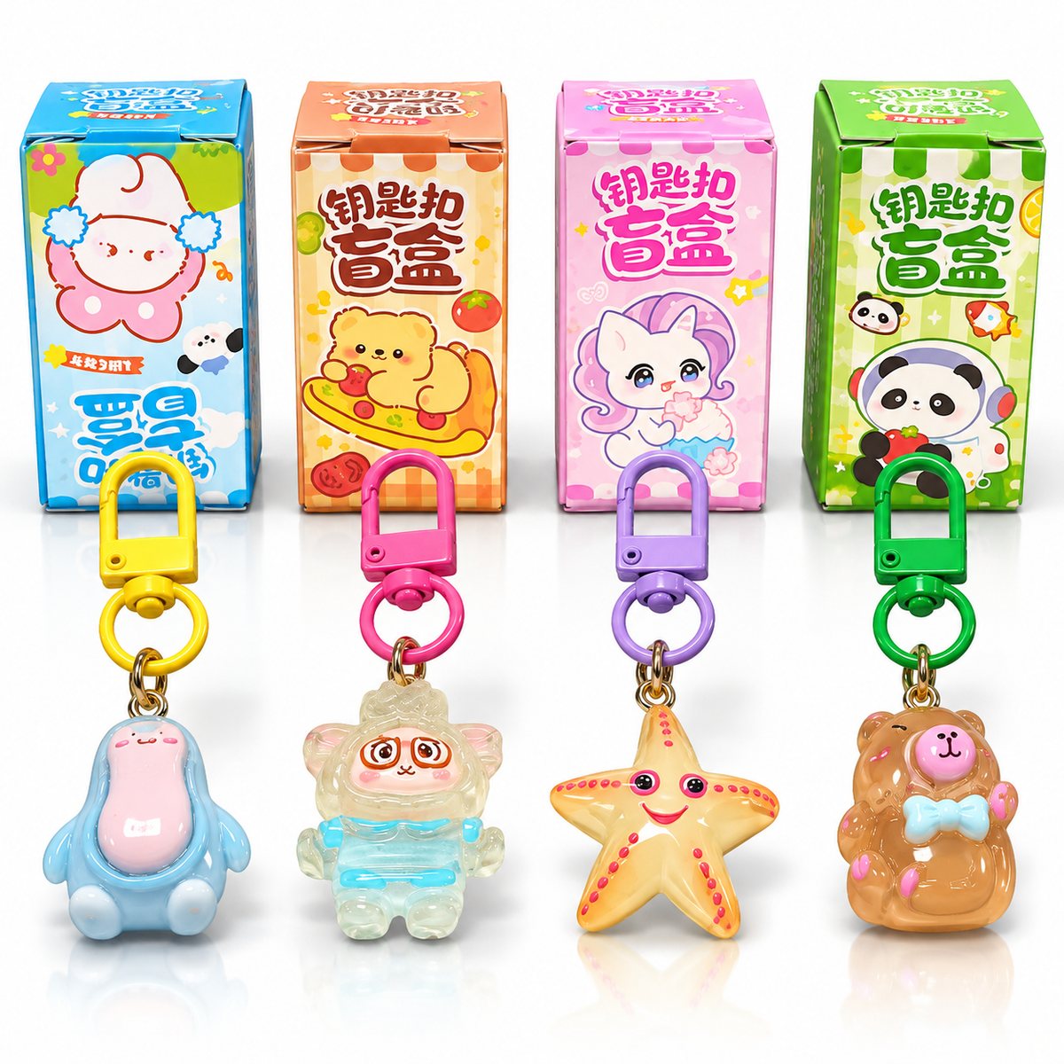 Phone Charms for Girls Set of 4, Cute Random Assorted Designs 6 cm, Colorful Carabiner Keychain Charms for Mobile Phone, Backpack, Handbag & Pouch
