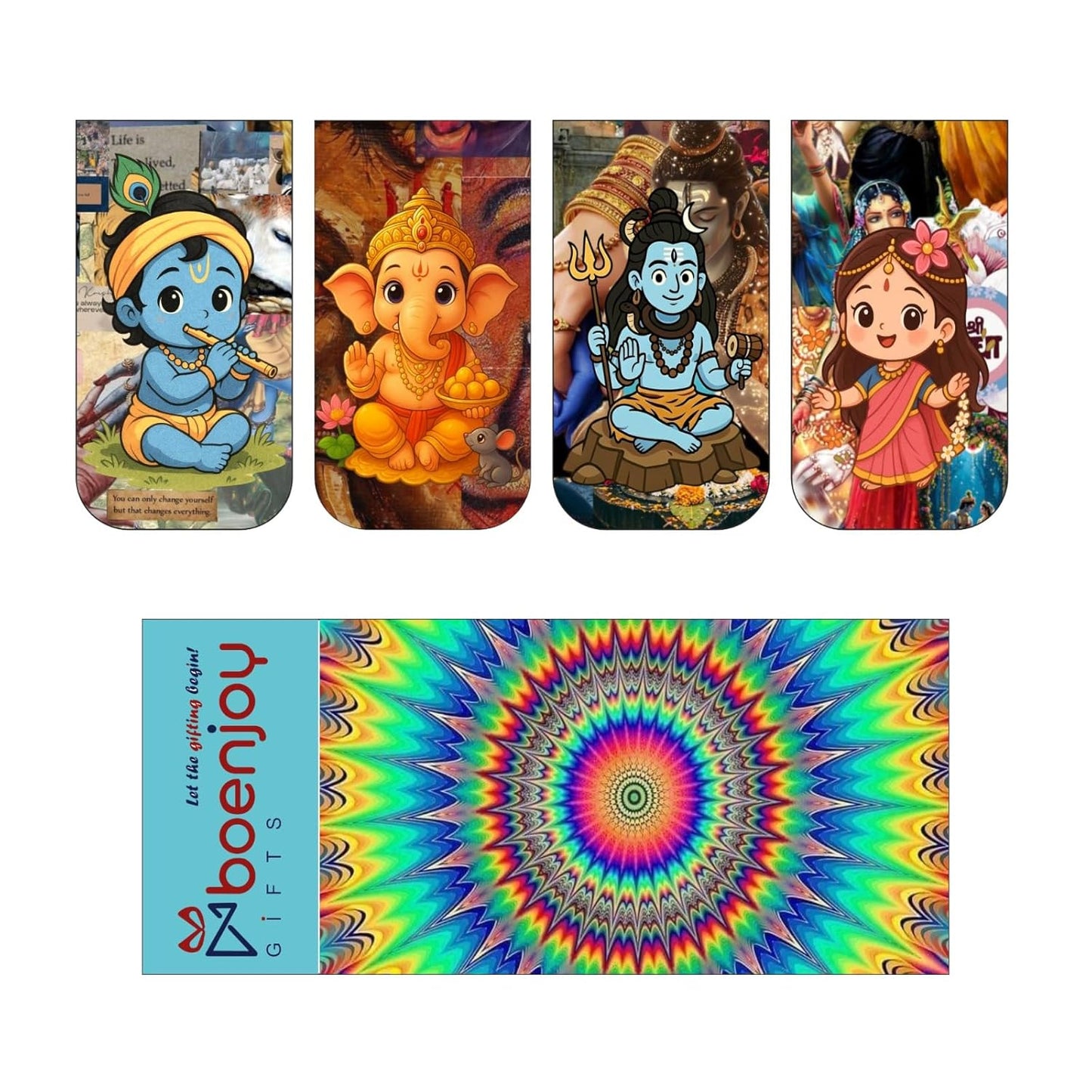 Sanatan Hindu God Bookmark Set of 10-8 Magnetic Bookmarks + 2 Paper Bookmarks for Book Lovers, Aesthetic Bookmarks, Hindu Gods, Sanatani Magnetic Bookmarks for Readers (11 x 2.9 cm)