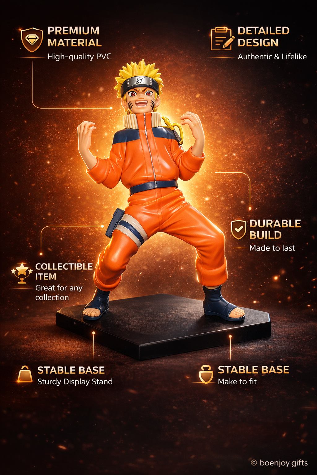 Naruto Uzumaki Anime Action Figure – 20cm Collectible Ninja Statue with Base | Premium Quality Anime Gift