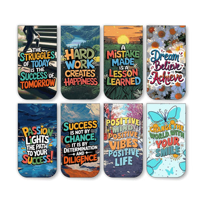 Motivational Bookmark Set of 10-8 Magnetic Bookmarks + 2 Paper Bookmarks for Book Lovers, (11 x 2.9 cm)