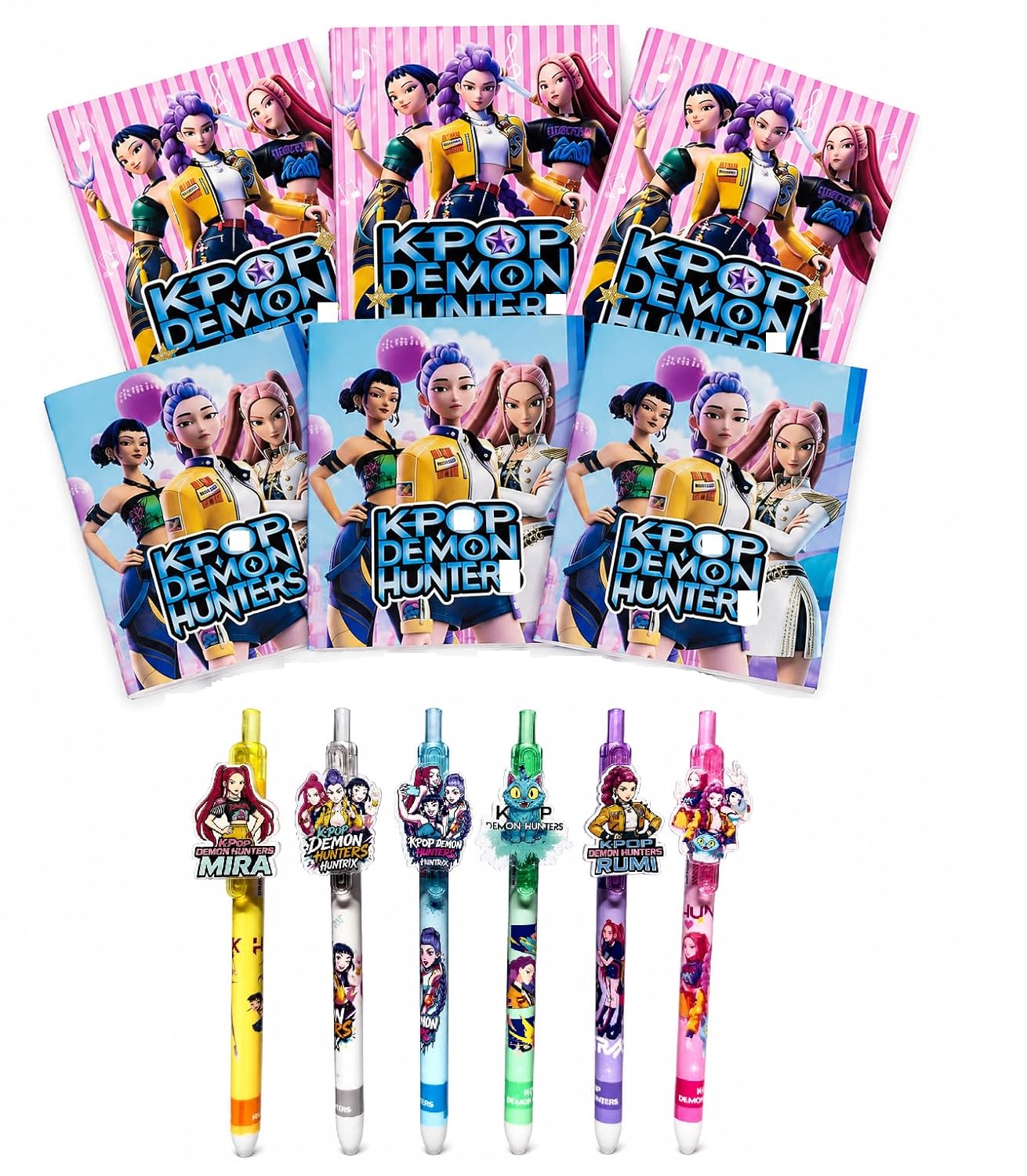 K-Pop Stationery Set, 6 Notebooks with 100 Pages Each and 6 Smooth Gel Pens, Gift for Students and Fans