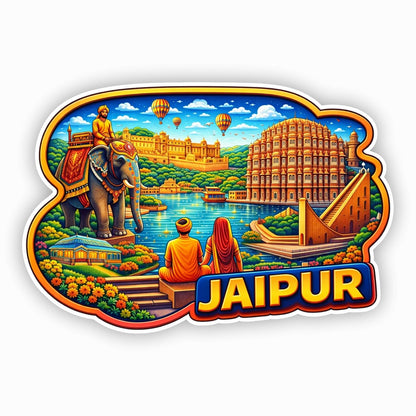 Jaipur MDF Wood Fridge Magnet, Refrigerator Magnets | Decorative Kitchen Magnets | Decorative Collectible for Home & Office (Pack of 1) 10x6 cm