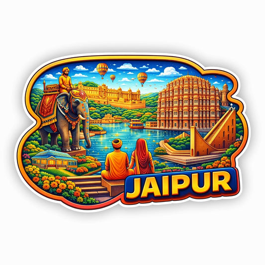 Jaipur MDF Wood Fridge Magnet, Refrigerator Magnets | Decorative Kitchen Magnets | Decorative Collectible for Home & Office (Pack of 1) 10x6 cm