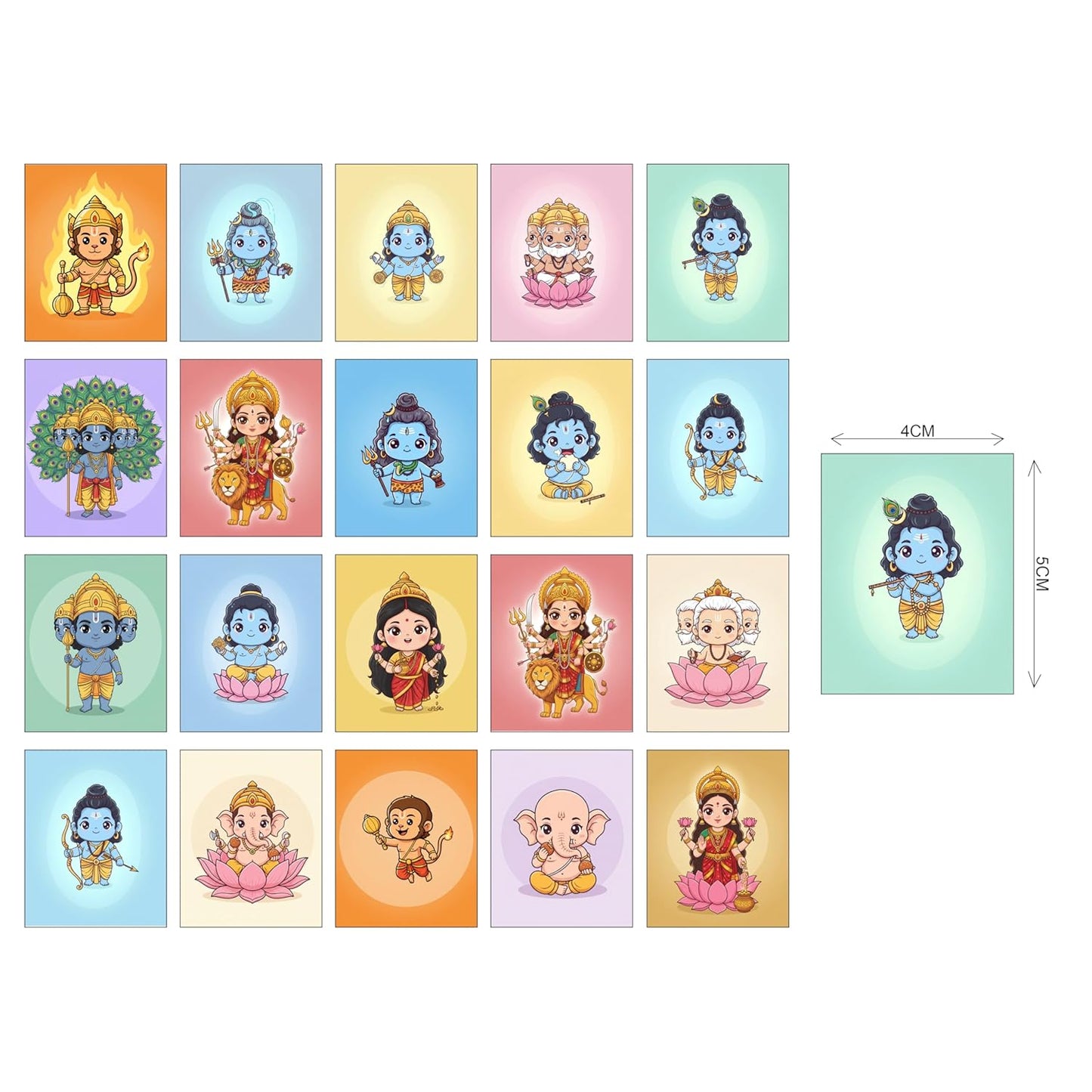 Sanatan Hindu God Fridge Magnets Set of 20 | Cute Cartoon Deities Magnets for Refrigerator | Hindu Gods & Goddesses Decorative Magnets | Spiritual Home & Temple Décor