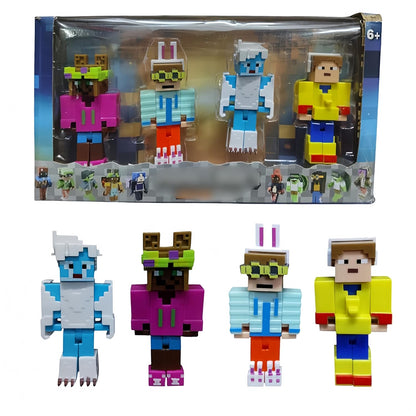 Minecraft Building Block Set for Kids, 4 Pcs Mini Figures Play Set, Action Figures | Creative Building Toys for Boys & Girls Age 6+ (Style B)