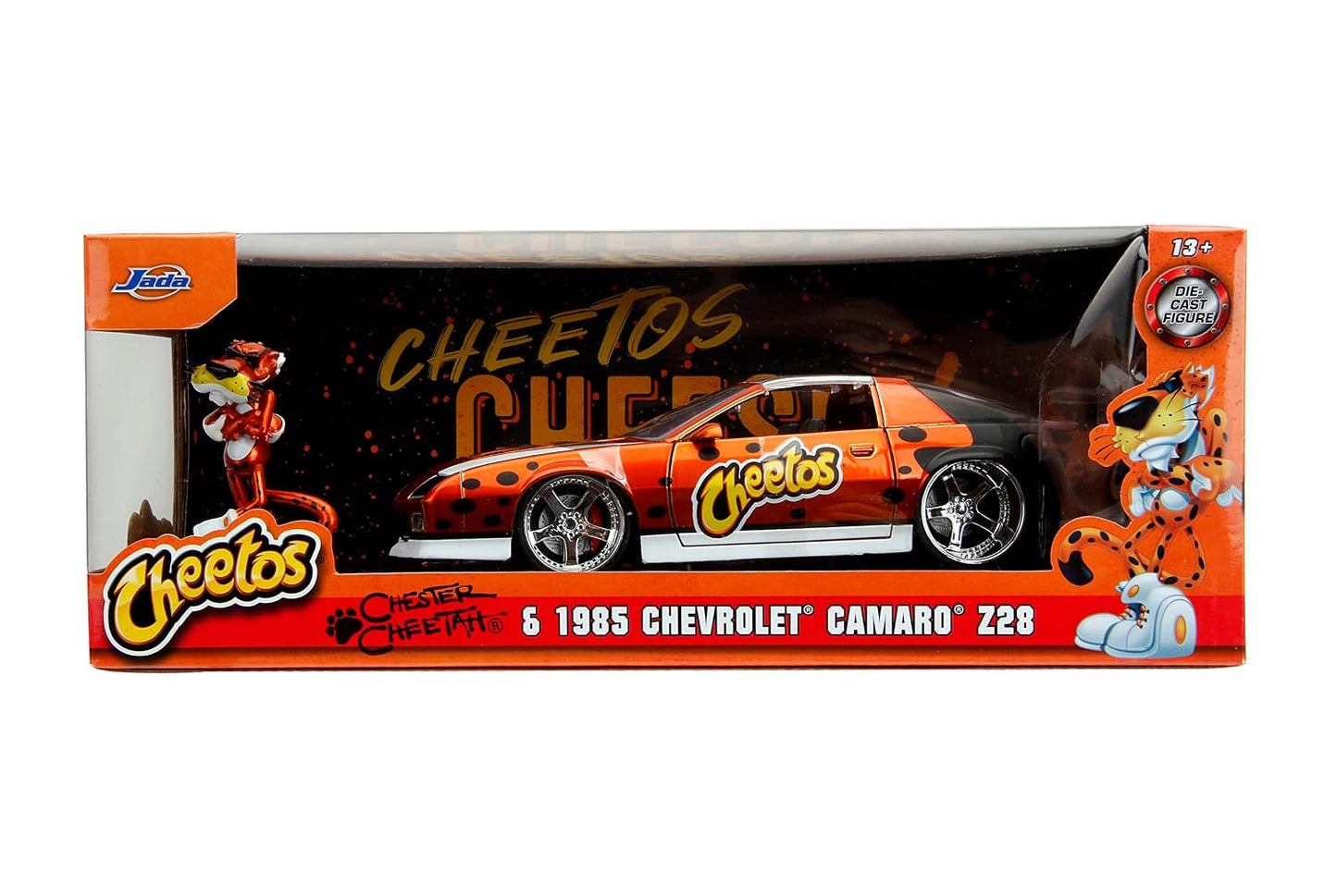 Jada Toys Cheetos 1:24 1985 Chevy Camaro Z28 Die-Cast Car & 2.75" Chester Cheetah Figure, Orange (COD NOT AVAILABLE)