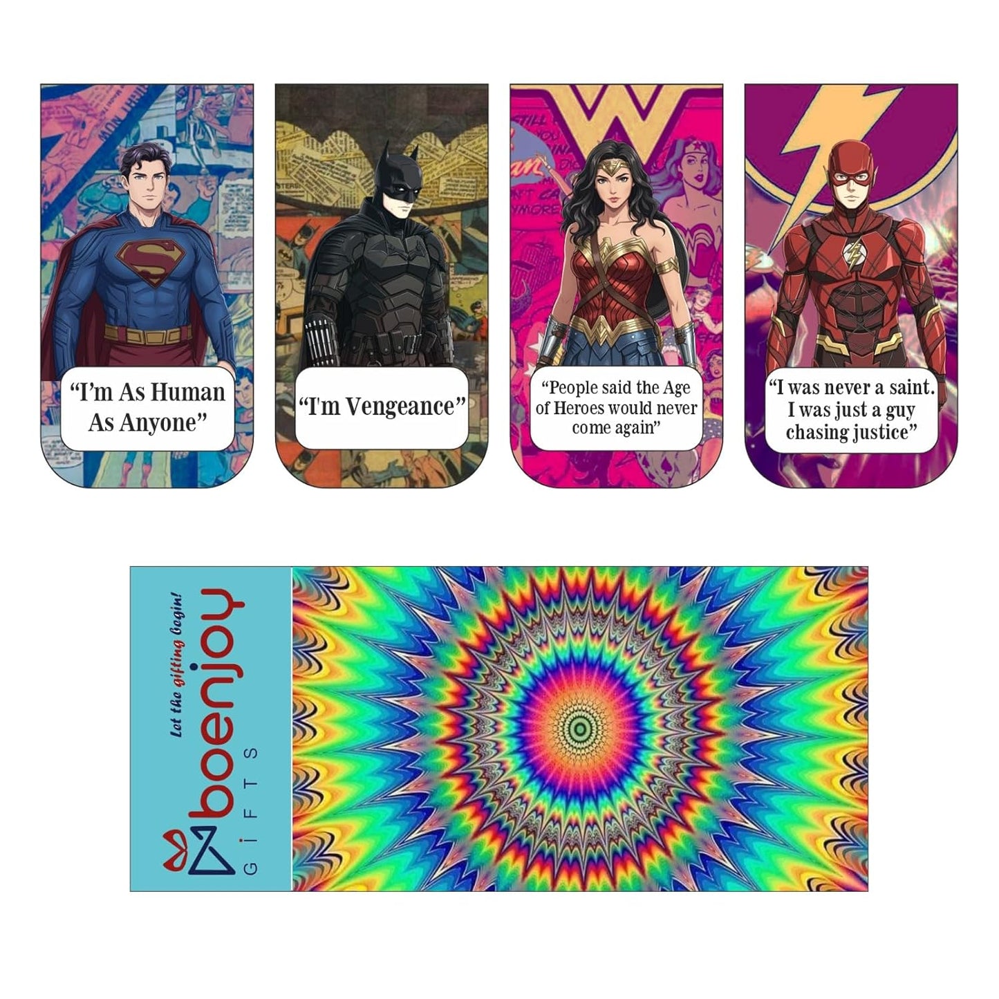 Superhero Bookmark Set of 10-8 Magnetic Bookmarks + 2 Paper Bookmarks for Book Lovers, Aesthetic Bookmarks, Magnetic Bookmarks for Readers (11 x 2.9 cm) New