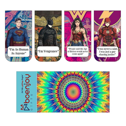 Superhero Bookmark Set of 10-8 Magnetic Bookmarks + 2 Paper Bookmarks for Book Lovers, Aesthetic Bookmarks, Magnetic Bookmarks for Readers (11 x 2.9 cm) New