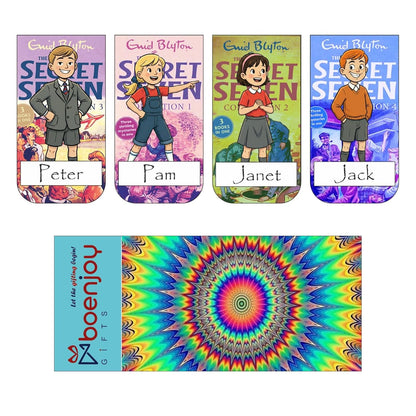 Secret Seven Bookmark Set of 10-8 Magnetic Bookmarks + 2 Paper Bookmarks for Book Lovers, Aesthetic Bookmarks, Magnetic Bookmarks for Readers (11 x 2.9 cm)