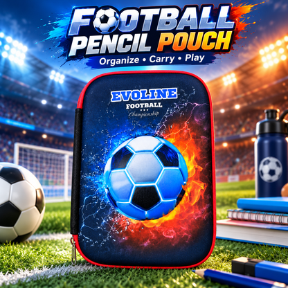 Football Theme Pencil Pouch for Kids | Hard Shell School Pencil Case with Mesh Pocket & Pen Holders