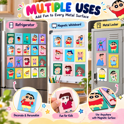 Shinchan Kids Fridge Magnet Set, Refrigerator Magnets | Fun Collectible Gift & Home Décor (Pack of 20) 4x5 cm