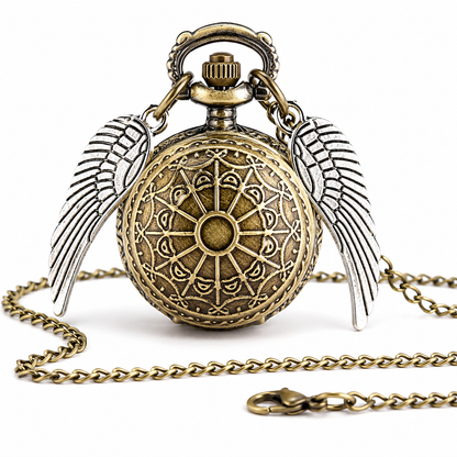 Harry Potter Vintage Winged Pocket Watch with Chain – Antique Style Quartz Watch for Men & Women