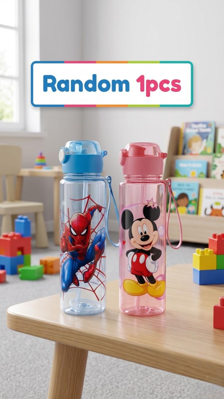 Water Bottle 1 Pc | Superhero, Princess, Cartoon Mouse Design | Leakproof | BPA Free 500ml