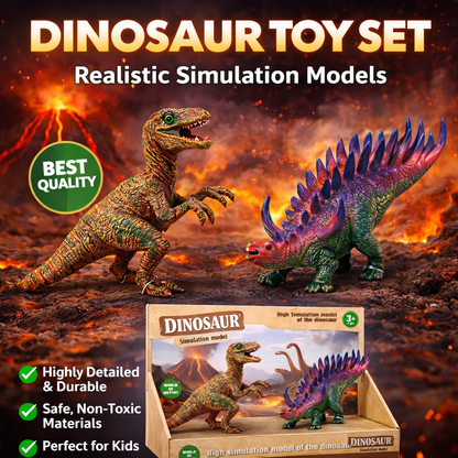 Raptor & Stego Dinosaur Toy Set (Set of 2) – Realistic Simulation Models, Non-Toxic Kids Toys, Desk Decor, Home Decor , Gifts for Boys & Girls (3+)