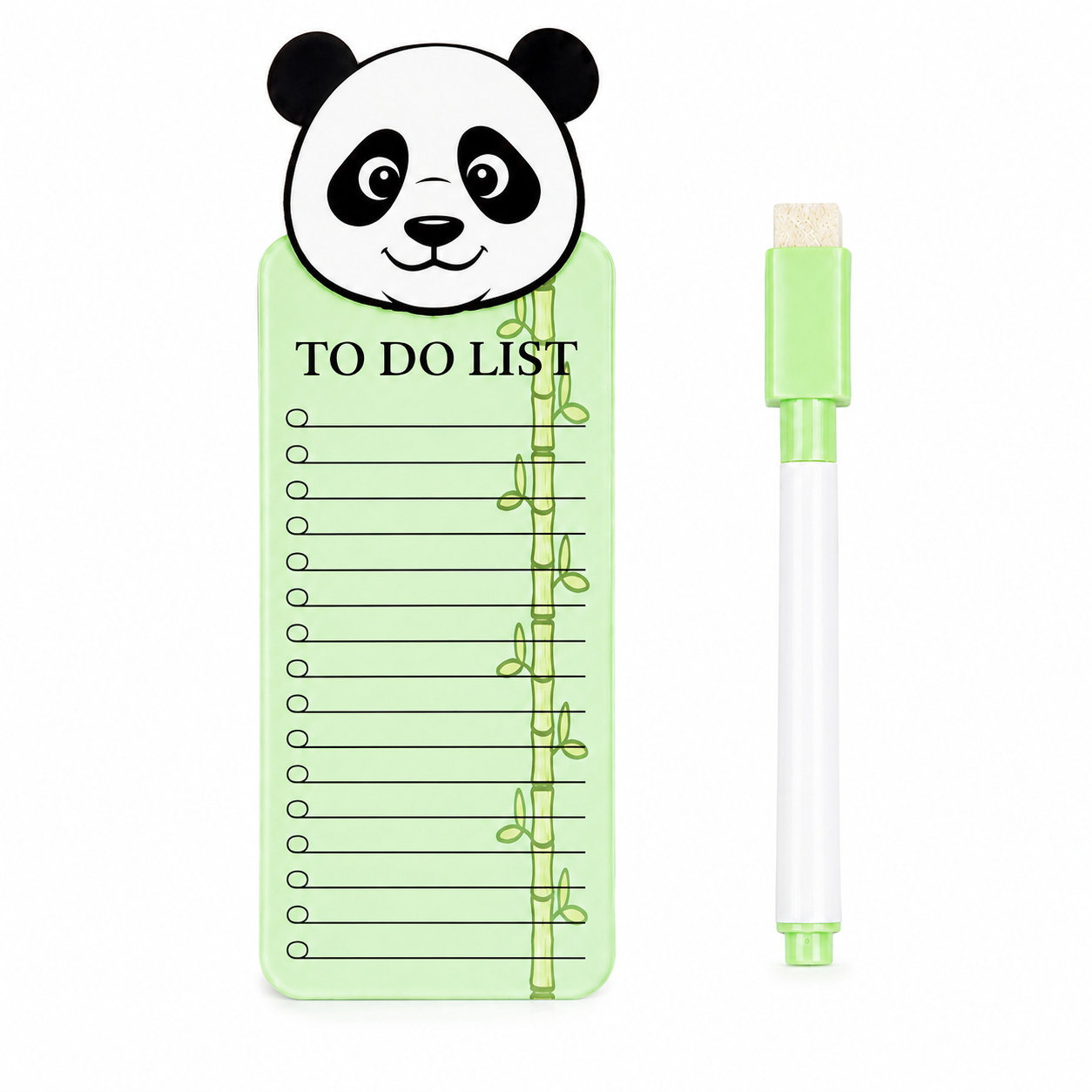 Panda Theme Acrylic to Do List Board with Marker, Reusable Writing Planner, Magnetic Daily Task Checklist Board, Cute Panda Design, 24 × 9 cm, Green