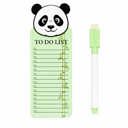 Panda Theme Acrylic to Do List Board with Marker, Reusable Writing Planner, Magnetic Daily Task Checklist Board, Cute Panda Design, 24 × 9 cm, Green