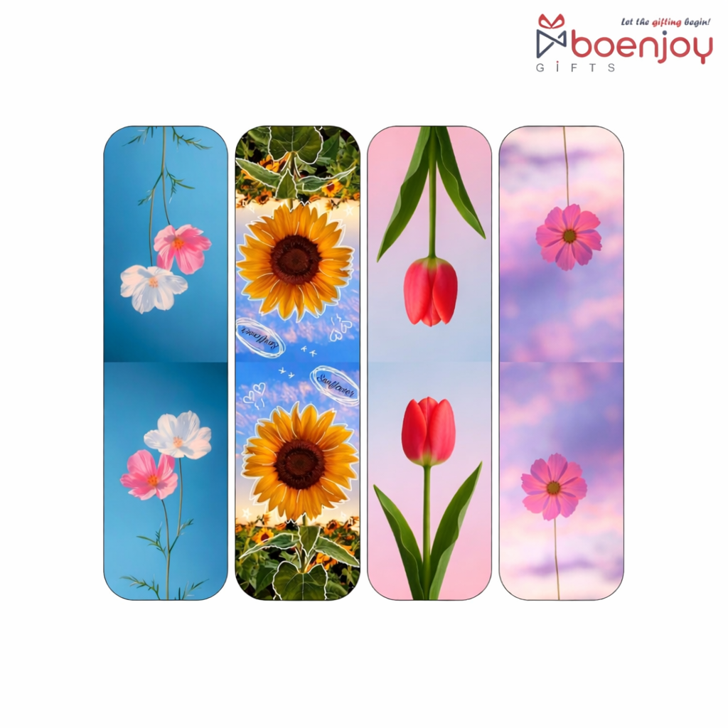 Flower Colorful Bookmark Set of 10-8 Magnetic Bookmarks + 2 Paper Bookmarks for Book Lovers, Aesthetic Bookmarks, Magnetic Bookmarks for Readers (11 x 2.9 cm) New