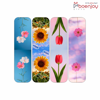 Flower Colorful Bookmark Set of 10-8 Magnetic Bookmarks + 2 Paper Bookmarks for Book Lovers, Aesthetic Bookmarks, Magnetic Bookmarks for Readers (11 x 2.9 cm) New