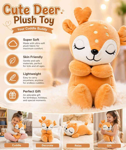 Lumi the Sleepy Deer Plush Toy – Soft Cute Stuffed Animal for Kids, Baby & Gift (28cm Cuddle Buddy)Random 1 pcs