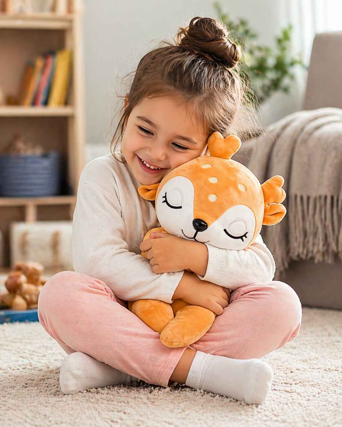 Lumi the Sleepy Deer Plush Toy – Soft Cute Stuffed Animal for Kids, Baby & Gift (28cm Cuddle Buddy)Random 1 pcs