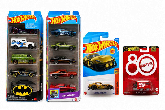 Hot Wheels 12-Piece Die-Cast Vehicle Collector Set | Batman, SWAT, Killer Croc, Catwoman, HW Torque, Muscle and Blown & Kool Kombi