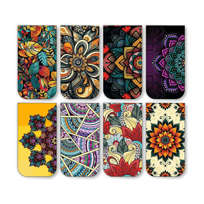 Mandala Bookmark Set of 10-8 Magnetic Bookmarks + 2 Paper Bookmarks for Book Lovers, (11 x 2.9 cm)