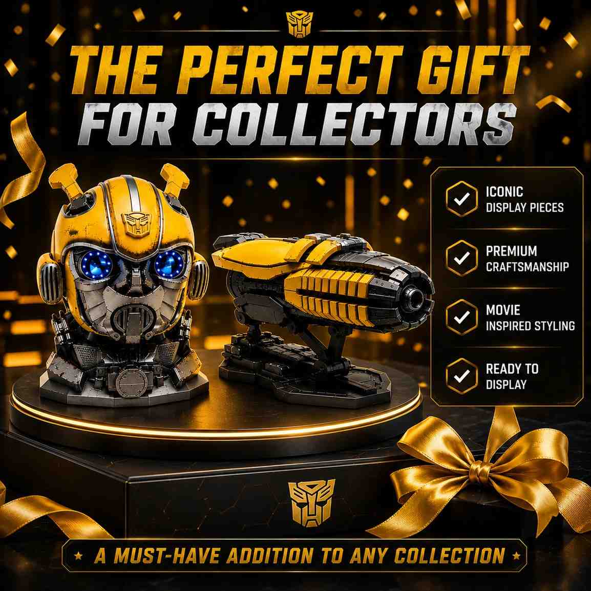 Bumblebee Helmet Bust & Arm Cannon Replica Combo – Premium Collector Display Set ( C0D NOT AVAILABLE)