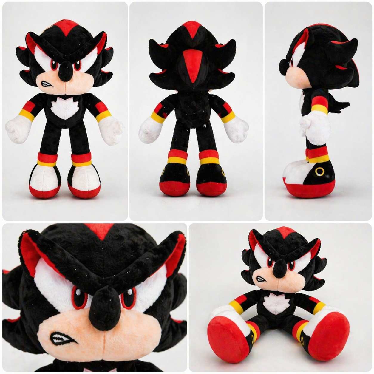 Shadow Hedgehog Style Plush Toy (32cm) | Black & Red Cartoon Character Soft Toy for Kids & Gifts