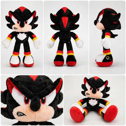 Shadow Hedgehog Style Plush Toy (32cm) | Black & Red Cartoon Character Soft Toy for Kids & Gifts