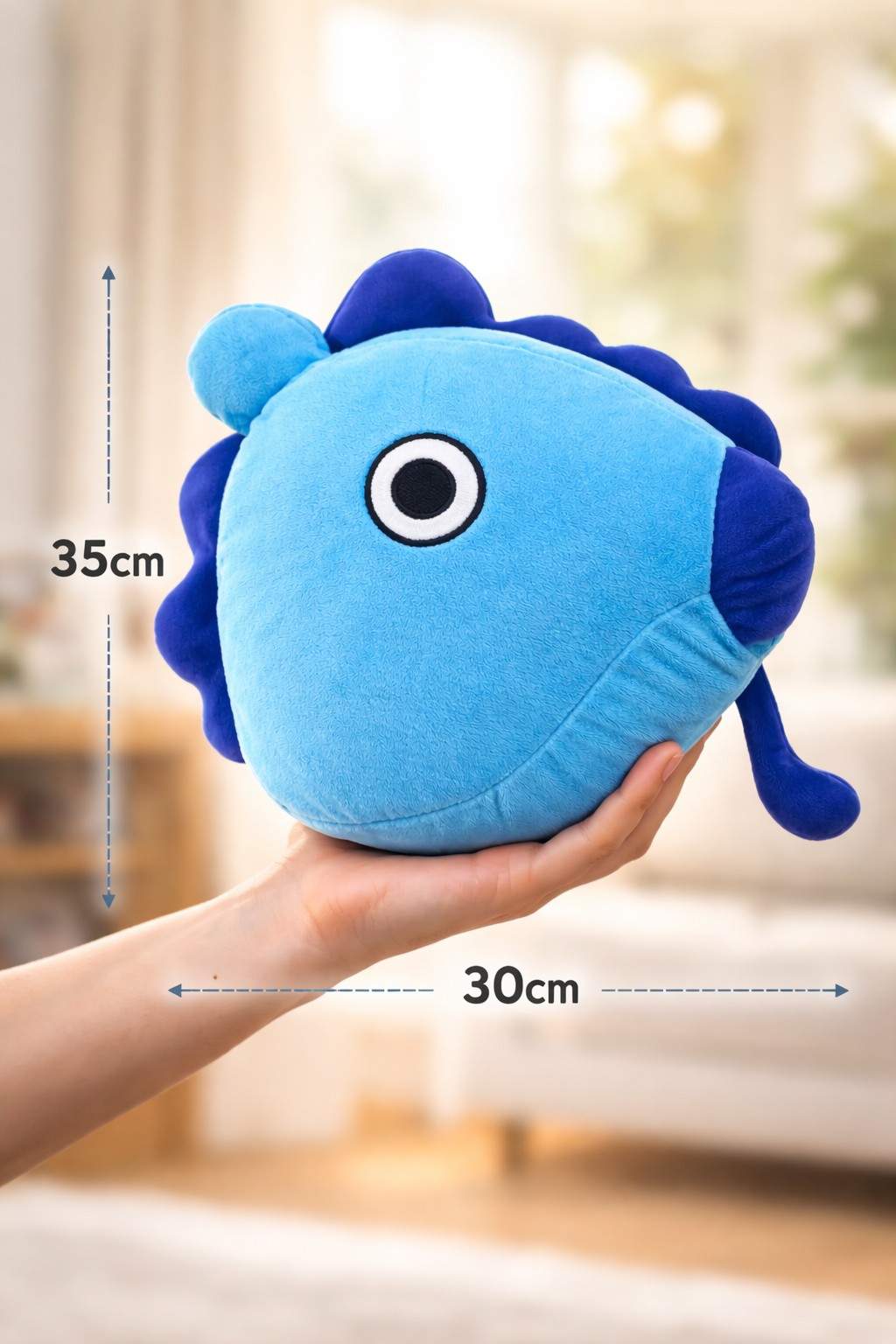 Super Soft Blue Fish Plush Toy – Kawaii Idol Style Plushie for Kids | Cute Stuffed Plush Throw Pillow Toy Gift for Boys & Girls