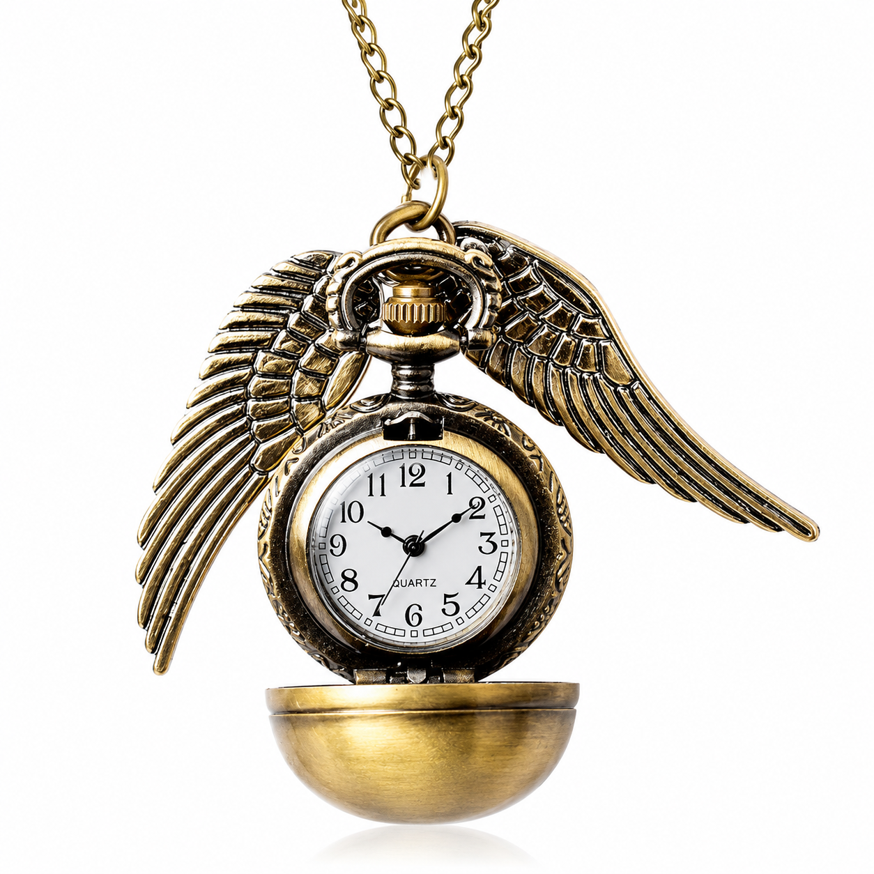 Harry Potter Vintage Winged Pocket Watch with Chain – Antique Style Quartz Watch for Men & Women