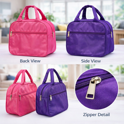 K POP  Demon Hunters Lunch Bag for Kids Girls – Stylish Insulated Handbag, Durable Fabric, Spacious Zipper Compartment, Lightweight Lunch Box (Pink & Purple) – Random 1 Pc