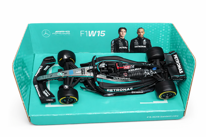 Mercedes AMG Petronas F1 W15 Diecast Model Car No. 63 1:43 Scale – Bburago Formula 1 Racing Car Toy for Kids & Collectors