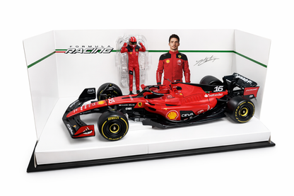 Bburago Ferrari SF23 Formula Racing Car No.16 1:24 Scale with Driver Figure – Diecast Model Toy (Ages 14+)