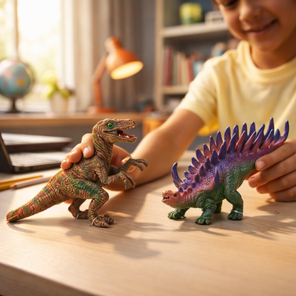Raptor & Stego Dinosaur Toy Set (Set of 2) – Realistic Simulation Models, Non-Toxic Kids Toys, Desk Decor, Home Decor , Gifts for Boys & Girls (3+)