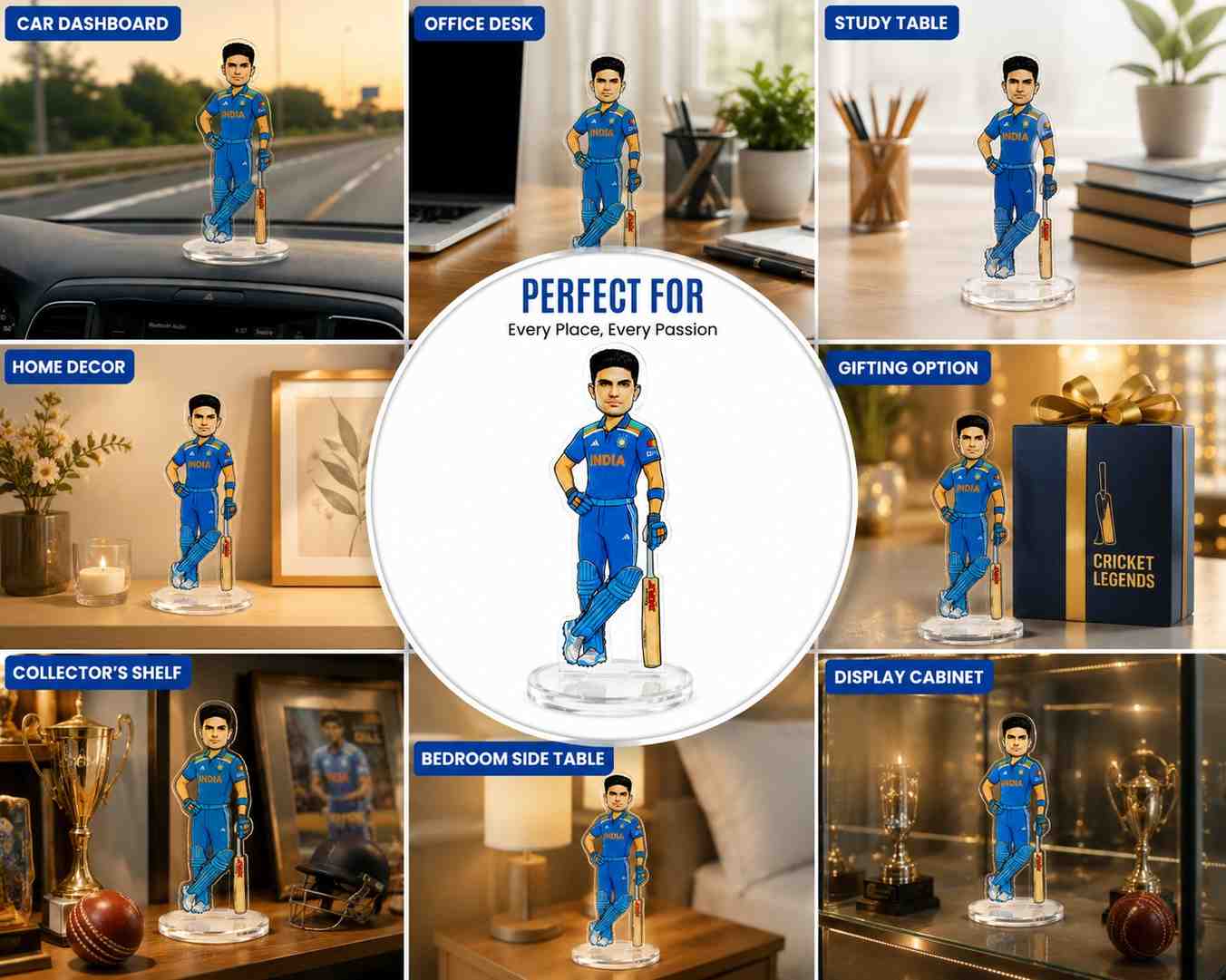 Shubman Gill India Cricket Team Acrylic Standee 15cm | Premium Collectible Desk Decor for Cricket Fans | Gift for Men, Boys & Sports Lovers