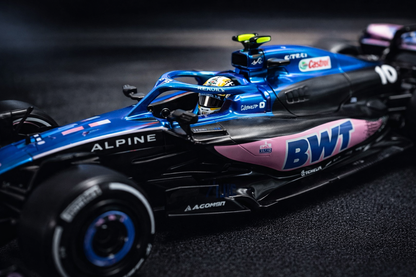 Bburago Alpine A523 F1 Diecast Model Car 1:43 Scale | Pierre Gasly #10 | BWT Formula 1 Collectible with Display Case