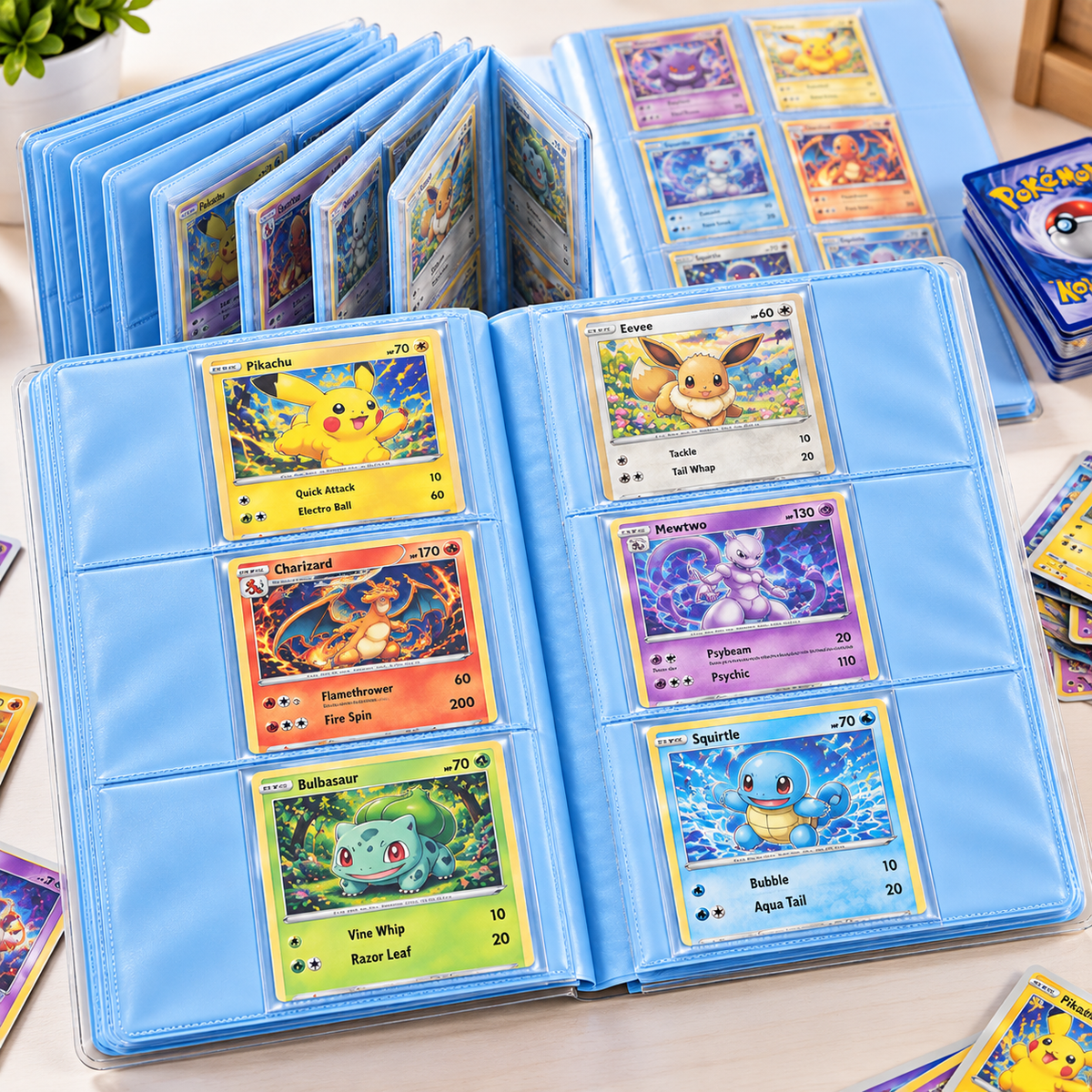 DOMUM Pokemon Trading Card Album FlashFire – 78 Pocket Trading Card Holder, 3 Pocket Layout, Multicolor