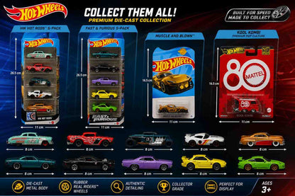 Hot Wheels Collector Bundle – HW Hot Rods 5-Pack, Fast & Furious 5-Pack, Kool Kombi & Muscle and Blown Die-Cast Cars