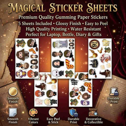 Harry Potter Gift Set Combo – Acrylic Standee, Magnetic Bookmarks, Sticker Sheets, Acrylic Keychain & Phone Grip | Wizard Collection Merchandise
