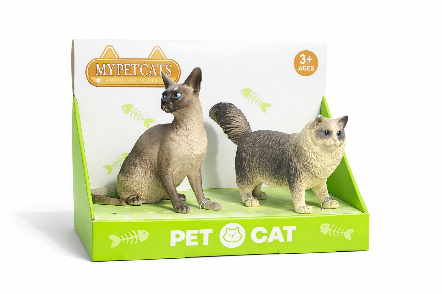 Realistic Siamese & Ragdoll Cat Toy Set of 2 | Mini Cat Figurines | Cute Animal Toys for Boys & Girls | Desk Decor Gift