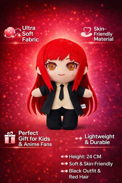 Makima Plush Toy 24 CM – Chainsaw Man Anime Soft Stuffed Doll | Premium Quality Fabric | Cute Gift for Kids, Boys, Girls & Anime Fans
