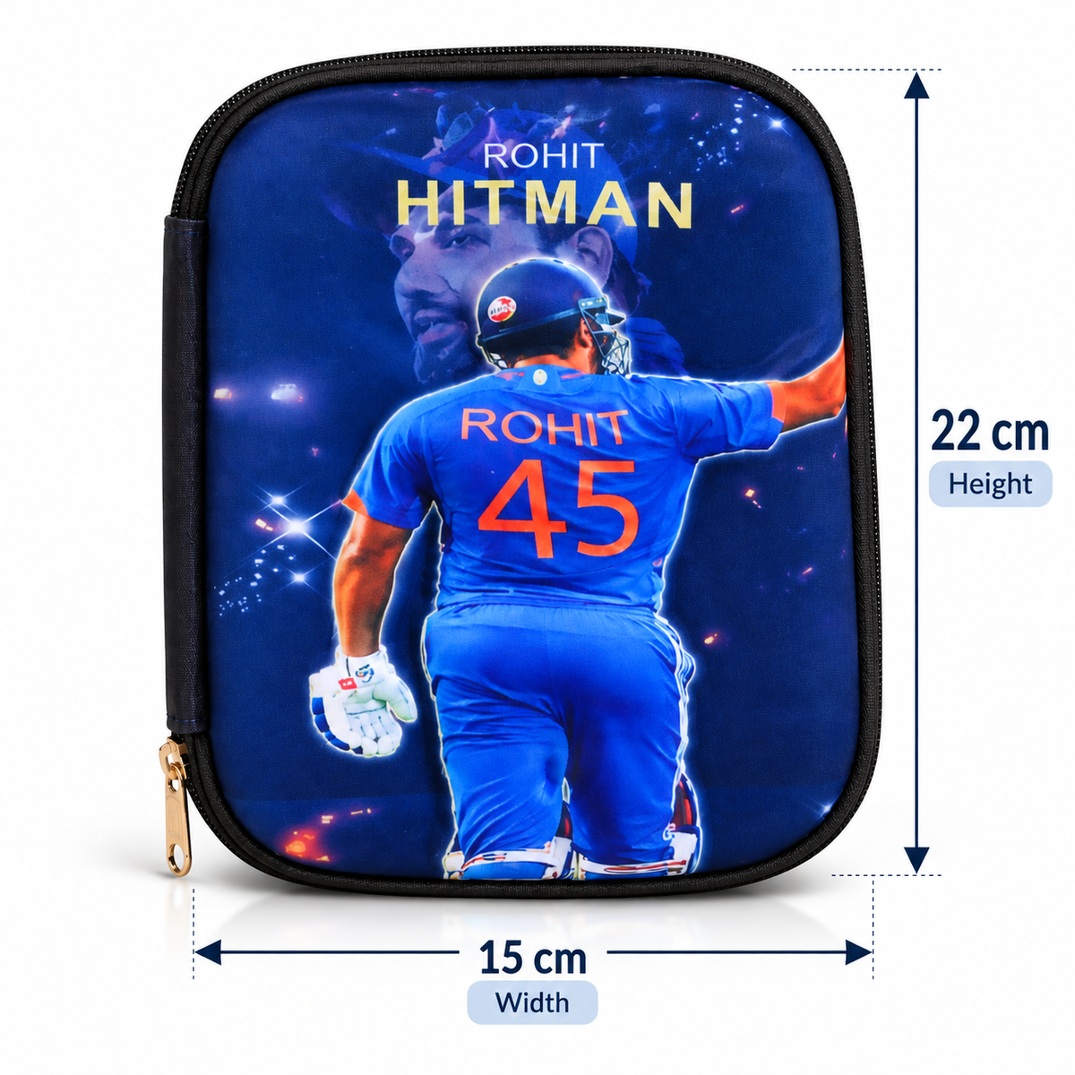 Rohit Sharma Cricket Theme Pencil Pouch & Pencil Case | Cricket Stationery Organizer for Kids | Sports Pencil Case for School