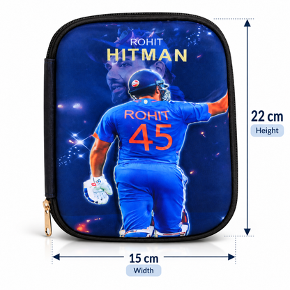 Rohit Sharma Cricket Theme Pencil Pouch & Pencil Case | Cricket Stationery Organizer for Kids | Sports Pencil Case for School