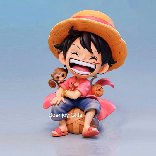 One Piece Monkey D. Luffy Smiling face Sitting Action Figure Toys Special Edition for Car Dashboard, Decoration, Office Desk & Study Table|Collectible Gift, 12.5 cm