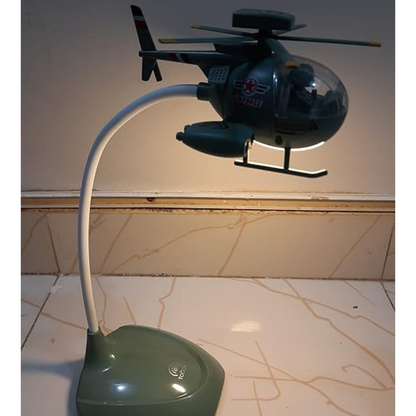 Helicopter-Shaped 360° Rotating Study Lamp – Touch-Controlled, 3 Brightness Levels, USB Rechargeable (Green)