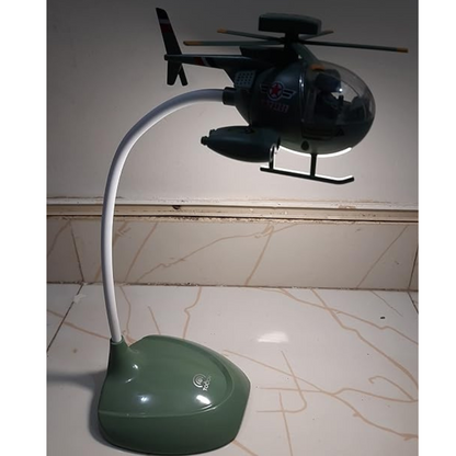 Helicopter-Shaped 360° Rotating Study Lamp – Touch-Controlled, 3 Brightness Levels, USB Rechargeable (Green)