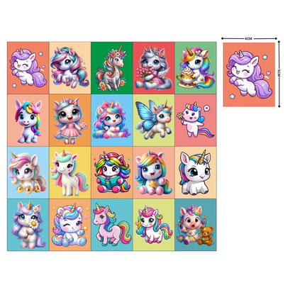 Cute Unicorn Fridge Magnets Set of 20 | Rectangular Character Magnets | Decorative Kitchen, Whiteboard, Locker Accessories | Strong Magnet for Kids & Home Dcor (4x5 cm)