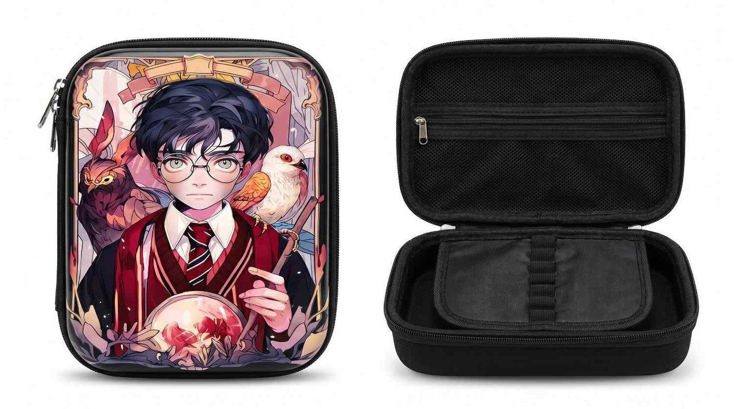 Harry Potter Anime Style Hard Shell Pencil Case for Kids Boys Girls | Multi Compartment Waterproof Stationery Organizer Box | Large Capacity Zipper Pen Pouch
