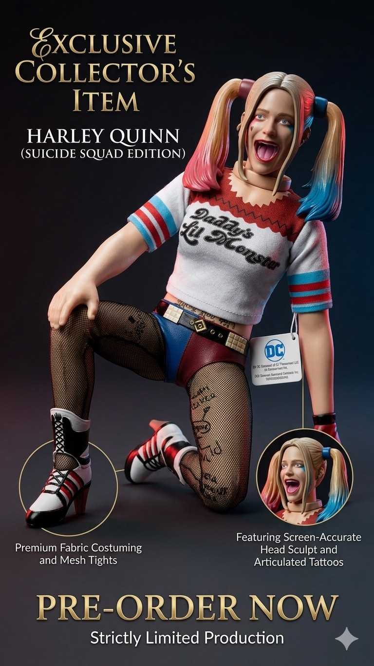 Harley Quinn Action Soft Toy (Set of 1) – DC Comics Collectible Toy | Cute Style Figurine | Desk Decor, Gift for Kids & Fans (size 45cm )